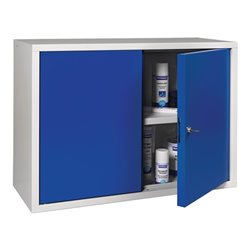 Hängeschrank H600xB800xT300mm Vollblech,1 BD Stahlbl.lichtgrau/enzianblau
