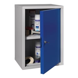 Hängeschrank H600xB400xT300mm Vollblech,1 BD Stahlbl.lichtgrau/enzianblau