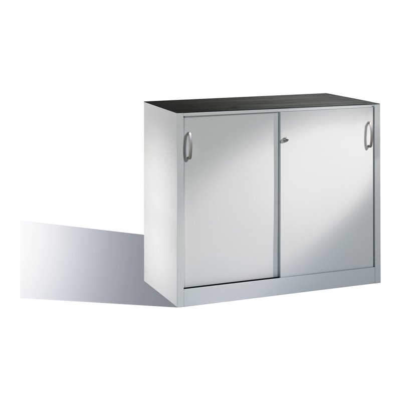 C+P Werkzeug-Beistellschrank mit Schiebetüren innen 1 Boden Front Lichtgrau Korpus Lichtgrau