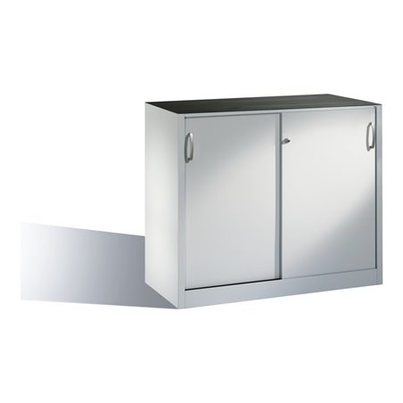 C+P Werkzeug-Beistellschrank mit Schiebetüren innen 1 Boden Front Lichtgrau Korpus Lichtgrau