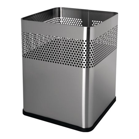 Papierkorb 18l H325xB240xT240mm quad.VA silber HELIT
