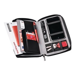 Reisemappe grau m.Powerbank H28xB140xT242mm STYRO