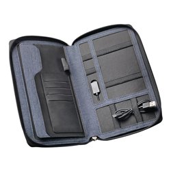 Reisemappe jeansblau m.Powerbank H28xB140xT242mm STYRO