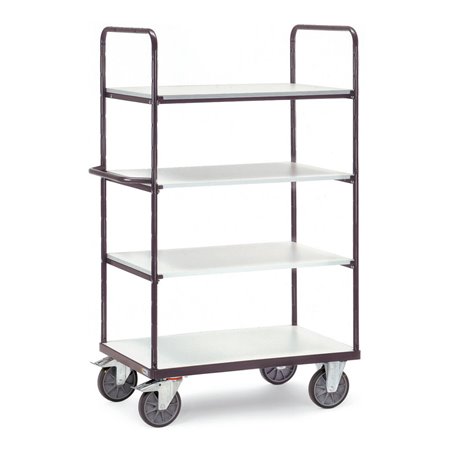 fetra ESD-Etagenwagen bis 600 kg, mit 4 Böden, elektrisch leitfähige Ausführung, Höhe 1800 mm, TPE-ESD-Bereifung