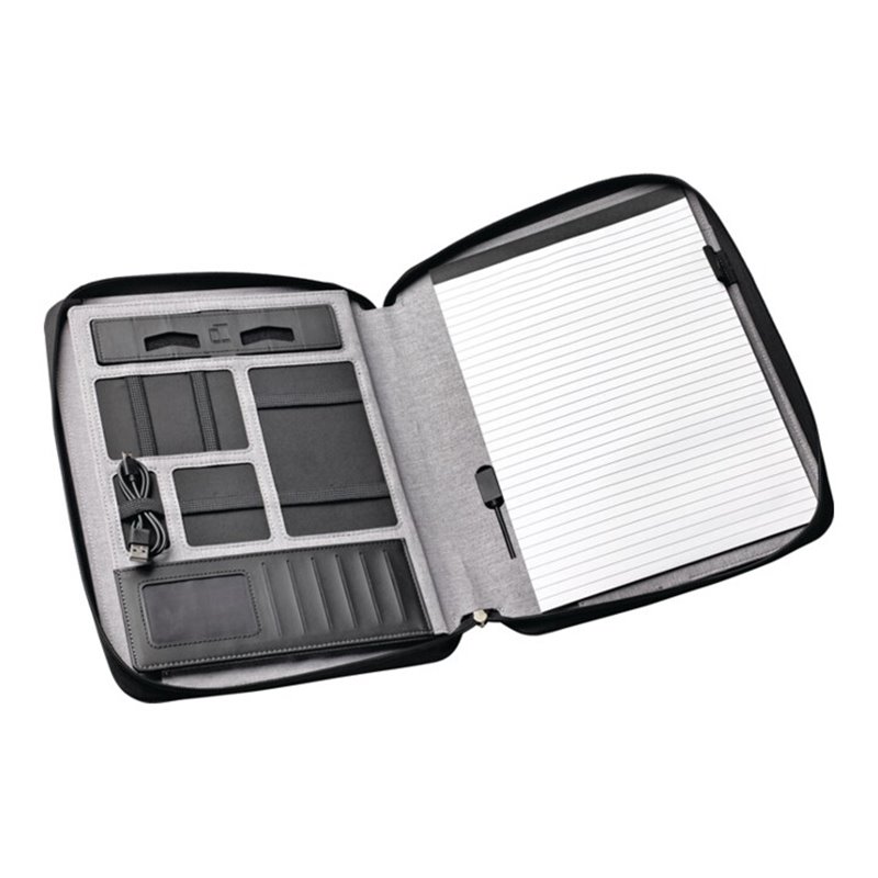 Konferenzmappe grau A 4 m.Powerbank H37xB262xT333mm STYRO