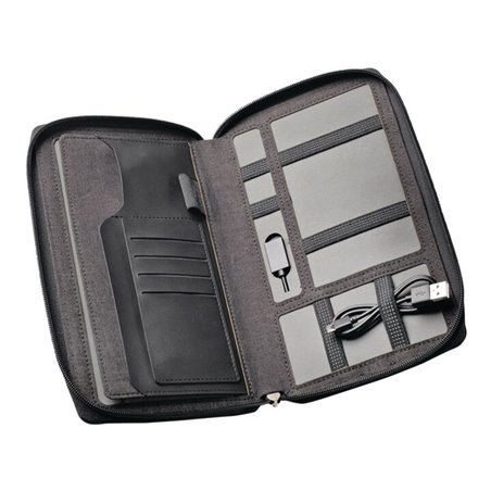 Reisemappe anth.m.Powerbank H28xB140xT242mm STYRO