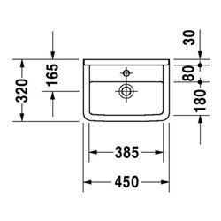 Duravit Handwaschbecken STARCK 3 mit Überlauf, Hahnlochbank, 450 x 320 mm, Hahnloch-Vorstich weiß