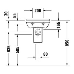 Duravit Handwaschbecken STARCK 3 mit Überlauf, Hahnlochbank, 450 x 320 mm, Hahnloch-Vorstich weiß