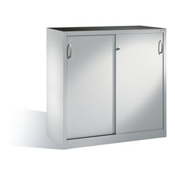 C+P Werkzeug-Beistellschrank mit Schiebetüren innen 2 Böden Front Lichtgrau Korpus Lichtgrau