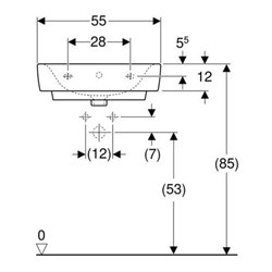 Geberit Waschtisch RENOVA PLAN ohne Hahnloch, mit Überlauf 550 x 440 mm weiß