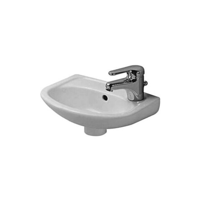 Duravit Handwaschbecken Duraplus Compact 36,5x26, 5cm, 2 HL vorg., m ÜL, HLB, we