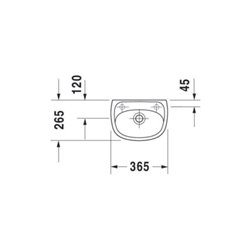 Duravit Handwaschbecken Duraplus Compact 36,5x26, 5cm, 2 HL vorg., m ÜL, HLB, we