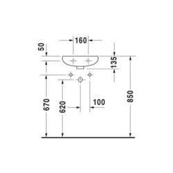 Duravit Handwaschbecken Duraplus Compact 36,5x26, 5cm, 2 HL vorg., m ÜL, HLB, we