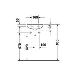 Duravit Handwaschbecken Duraplus Compact 36,5x26, 5cm, 2 HL vorg., m ÜL, HLB, we