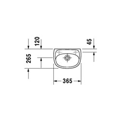 Duravit Handwaschbecken Duraplus Compact 36,5x26, 5cm, 2 HL vorg., m ÜL, HLB, we