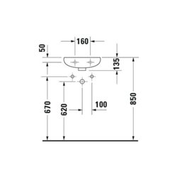Duravit Handwaschbecken Duraplus Compact 36,5x26, 5cm, 2 HL vorg., m ÜL, HLB, we