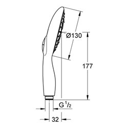 Grohe Handbrause 130 POWER&SOUL mit Durchflusskonstanthalter 9,5 l/min chrom