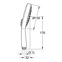 Grohe Handbrause COSMOPOLITAN 130 POWER&SOUL mit Durchflusskonstanthalter 9,5 l/min chrom