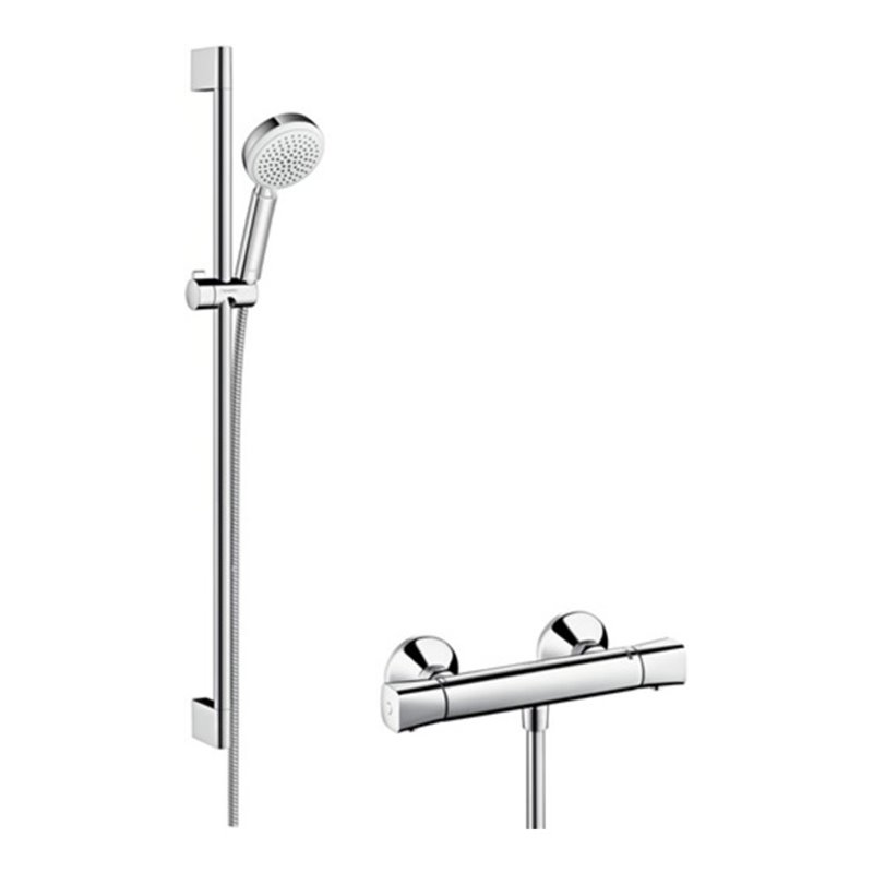 hansgrohe Brauseset CROMETTA 100 VARIO Brausestange 900 mm weiß/chrom
