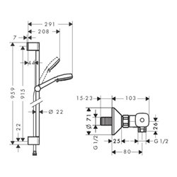 hansgrohe Brauseset CROMETTA 100 VARIO Brausestange 900 mm weiß/chrom