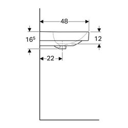 Geberit Waschtisch SMYLE 1200 x 480 mm, mit zwei Hahnlöchern, mit Überlauf weiß