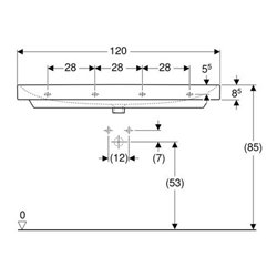 Geberit Waschtisch SMYLE 1200 x 480 mm, mit zwei Hahnlöchern, mit Überlauf weiß