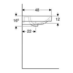Geberit Waschtisch SMYLE 600 x 480 mm, mit Hahnloch, mit Überlauf weiß