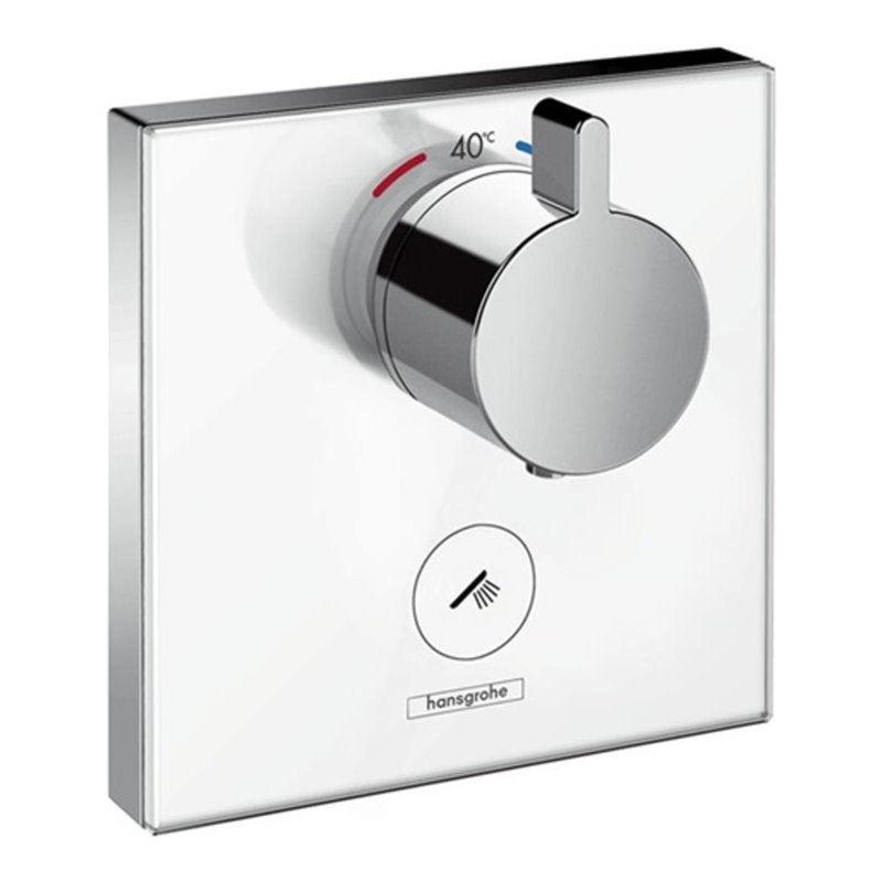 hansgrohe Thermostat SHOWERSELECT GLAS Highflow, für 1 Verbraucher und einen zusätzlichen Abgang weiß/chrom