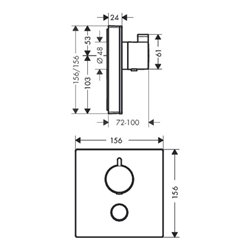 hansgrohe Thermostat SHOWERSELECT GLAS Highflow, für 1 Verbraucher und einen zusätzlichen Abgang weiß/chrom