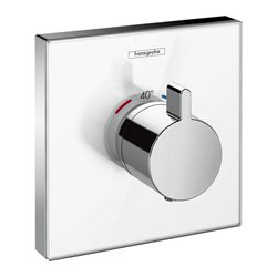 hansgrohe Fertigset ShowerSelect HF Glas UP-Thermostat, Glas, weiß/chrom