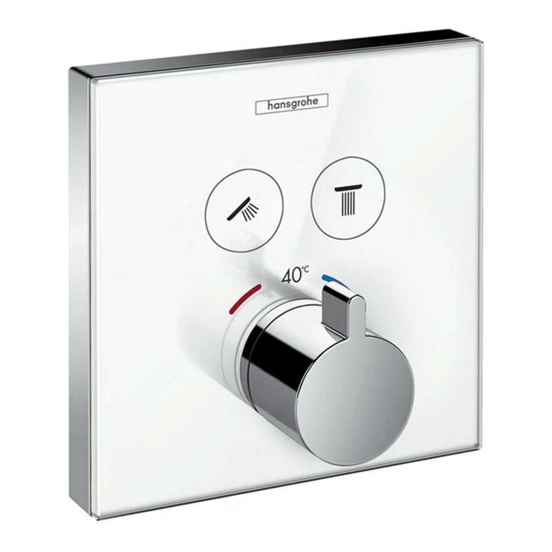 hansgrohe Fertigset ShowerSelect Glas UP-THM, 2 Verbraucher, Glas, weiß/chrom