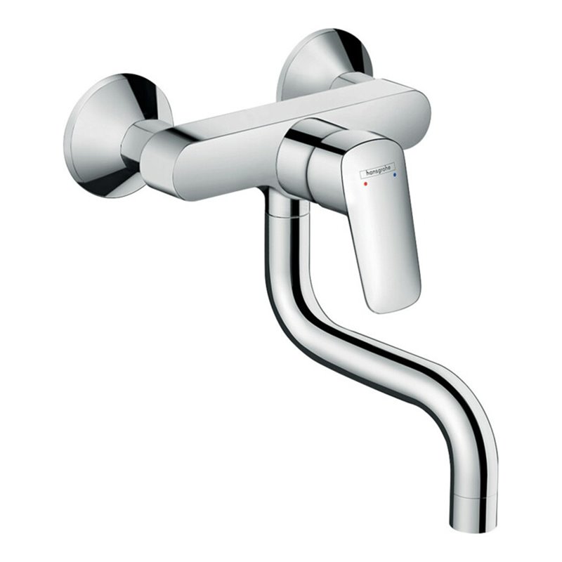 hansgrohe Spültisch-Einhebelmischer Logis M31 Wandmontage, 1jet, Lowspout, chrom