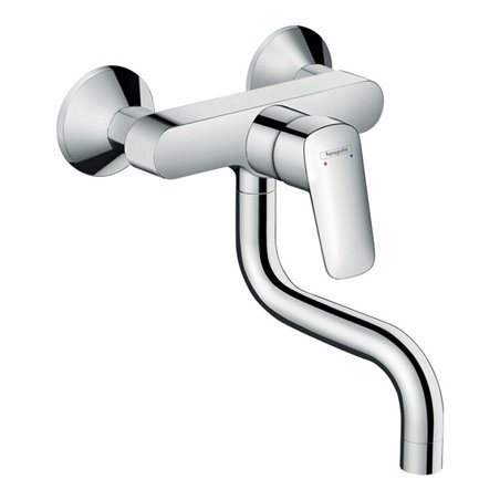 hansgrohe Spültisch-Einhebelmischer Logis M31 Wandmontage, 1jet, Lowspout, chrom
