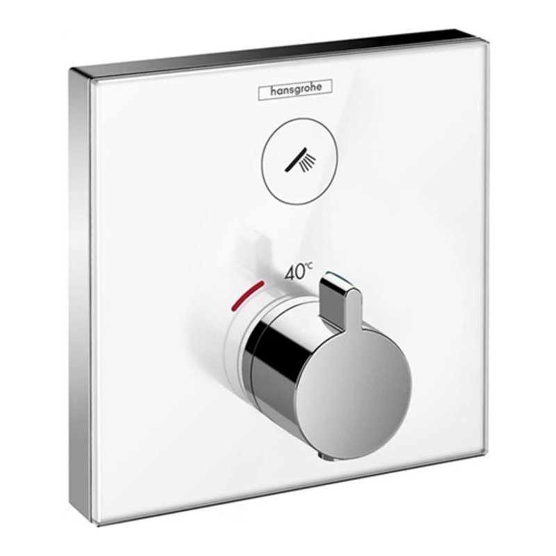 hansgrohe Thermostat SHOWERSELECT GLAS Unterputz, für 1 Verbraucher weiß/chrom