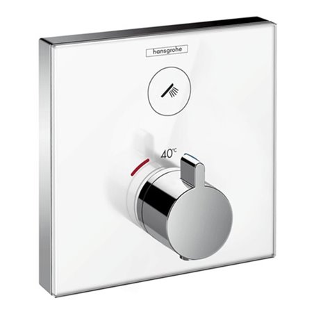 hansgrohe Thermostat SHOWERSELECT GLAS Unterputz, für 1 Verbraucher weiß/chrom