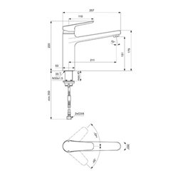Ideal Standard Einhebel-Küchenarmatur CERAPLAN III mit hoch angesetztem Gussauslauf chrom