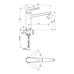 Ideal Standard Einhebel-Küchenarmatur CERAPLAN III Vorfenstermontage chrom
