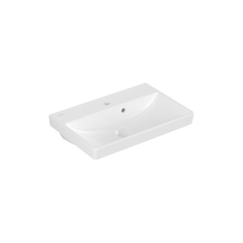 V&B Waschtisch Compact AVENTO 55x37cm, 1 Hahnloch, mit Überlauf, weiß