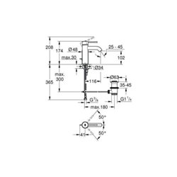 Grohe Einhand-Waschtischbatterie ESSENCE DN 15, S-Size, Zugstangen-Ablaufgarnitur 1 1/4' chrom