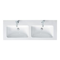Duravit Möbel-Doppelwaschtisch Me by Starck 130x49cm, 2 HL, m ÜL, Hahnlochbank, weiß