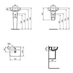 Ideal Standard Handwaschbecken CONNECT AIR 400 x 350 x 150 mm weiß