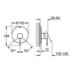 Grohe Einhand-Brausebatterie ESSENCE Fertigmontageset supersteel