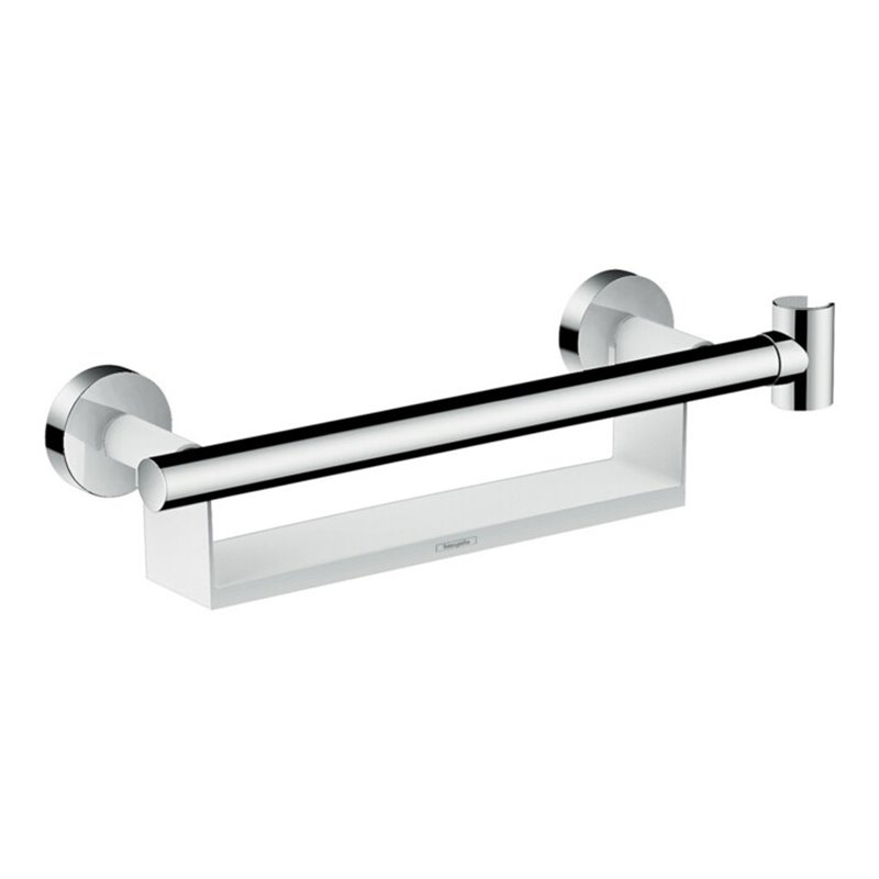 hansgrohe Unica Haltegriff Comfort mit Ablage und Brausehalter, weiß/chrom