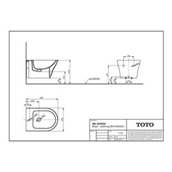 TOTO Wand-Bidet MH mit Hahnloch und Überlauf weiß