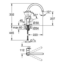 Grohe Einhand-Spültischarmatur BAULOOP DN 15, Einlochmontage, hoher Auslauf chrom