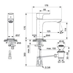 Ideal Standard Waschtischarmatur Grande Slim CONNECT AIR chrom