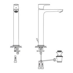 Ideal Standard Waschtischarmatur CONNECT AIR verlängerter Sockel chrom