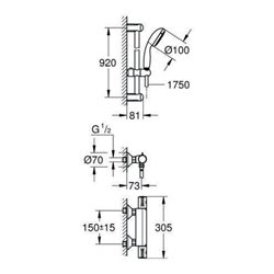 Grohe Thermostat-Brausebatterie GROHTHERM 800 DN 15, mit Brausegarnitur chrom