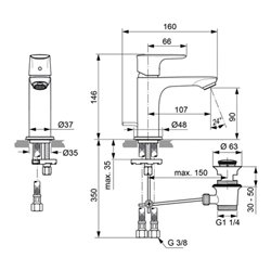 Ideal Standard Waschtischarmatur Slim CONNECT AIR chrom