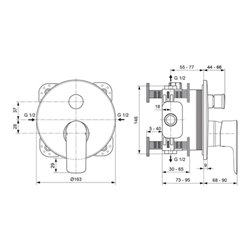 Ideal Standard Badearmatur CONNECT AIR UP Bausatz 2 chrom